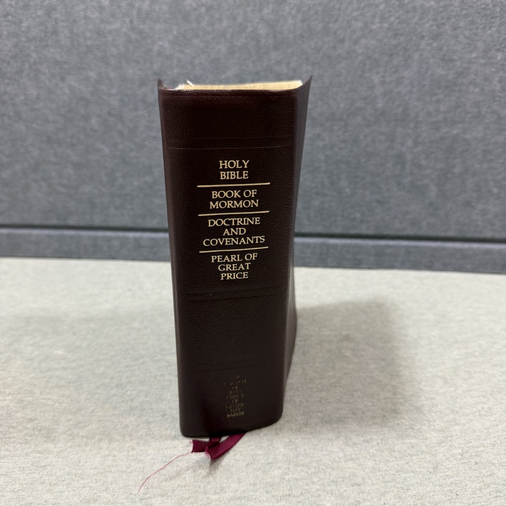 LDS Quadruple Combination Book of Mormon Bible Burgundy Leather Good Indexed